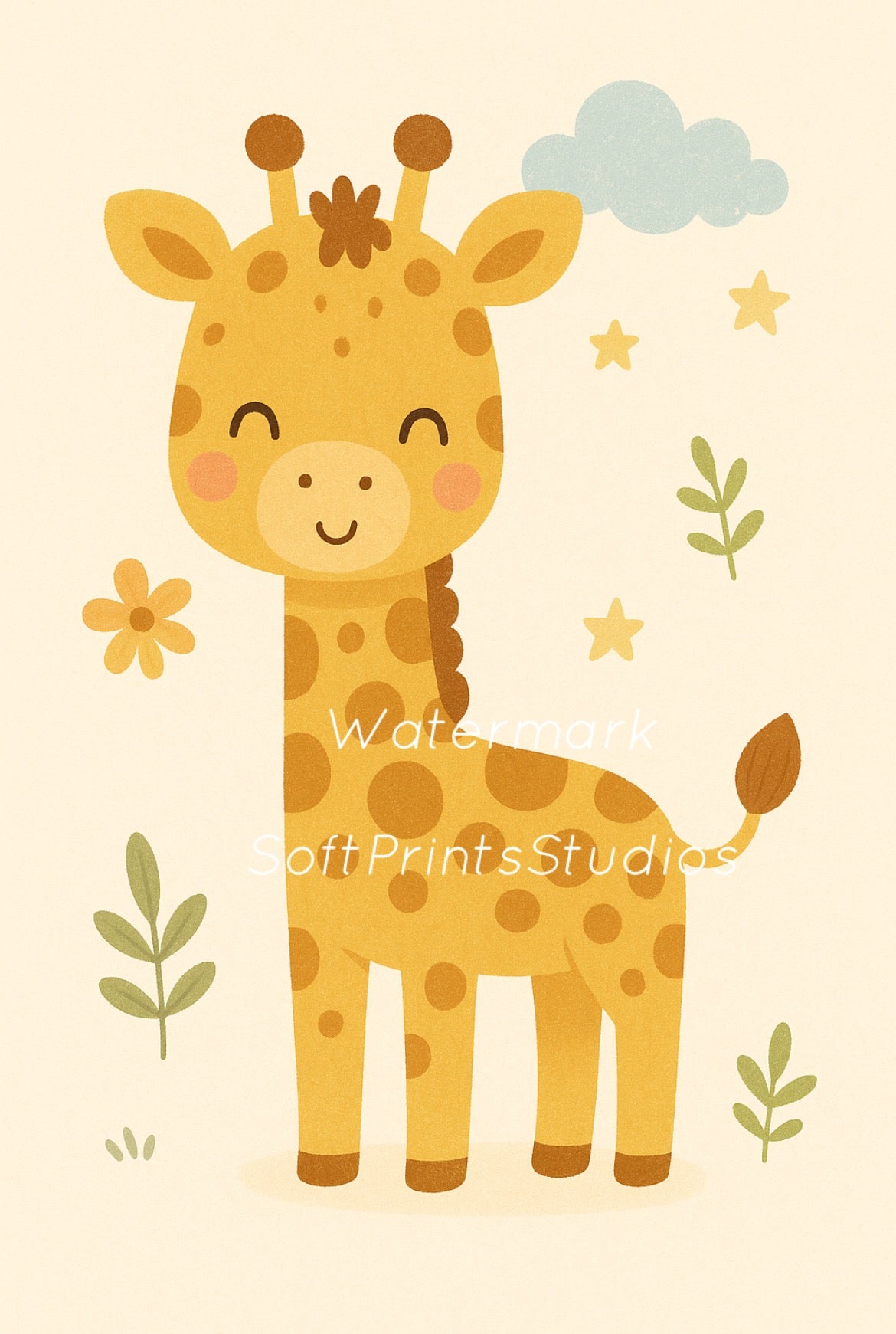 Baby giraffe nursery wall art
