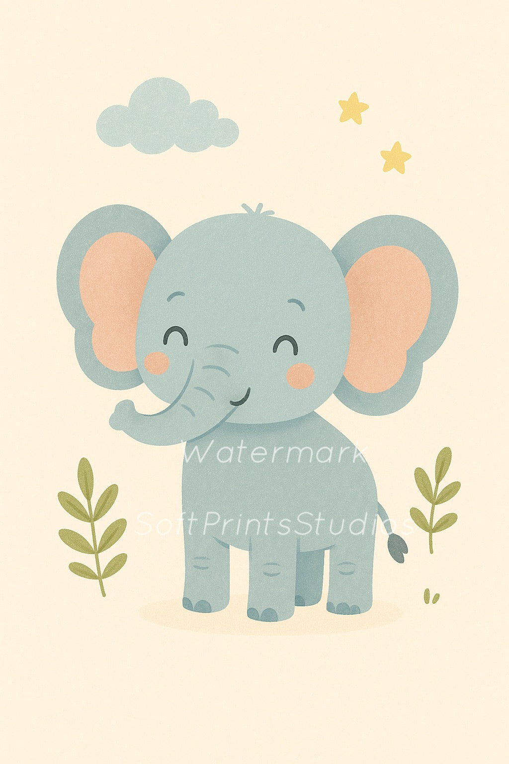 Whimsical baby Elephant illustration