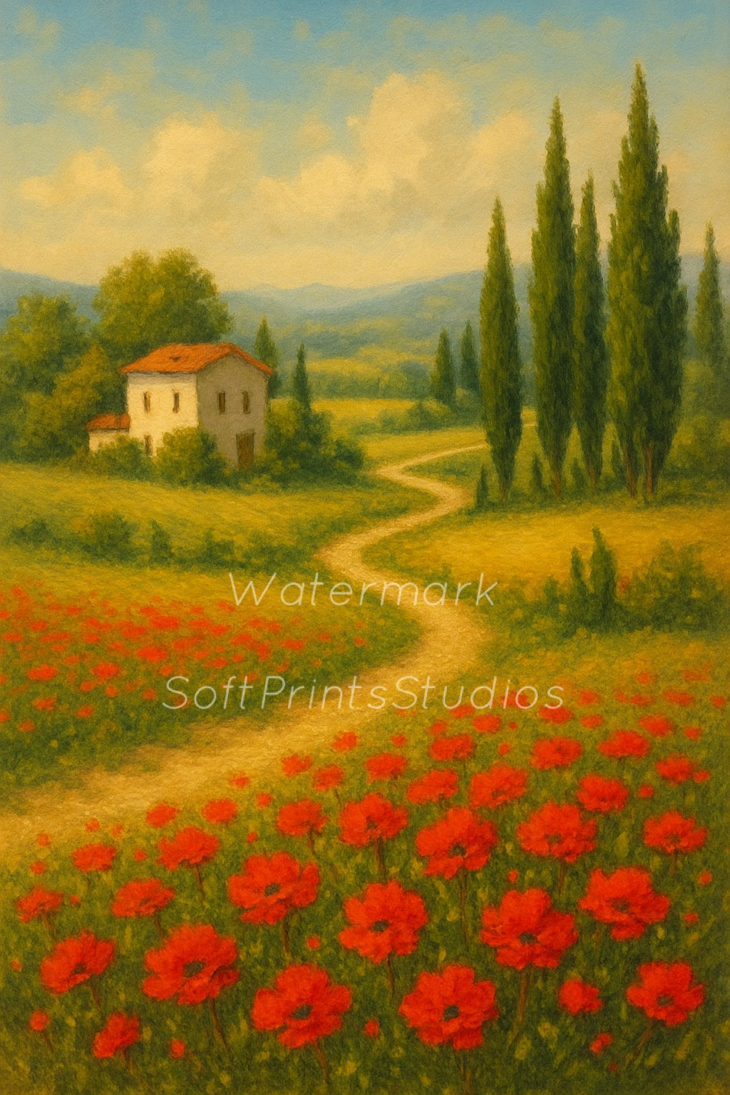 Italian countryside cottage painting