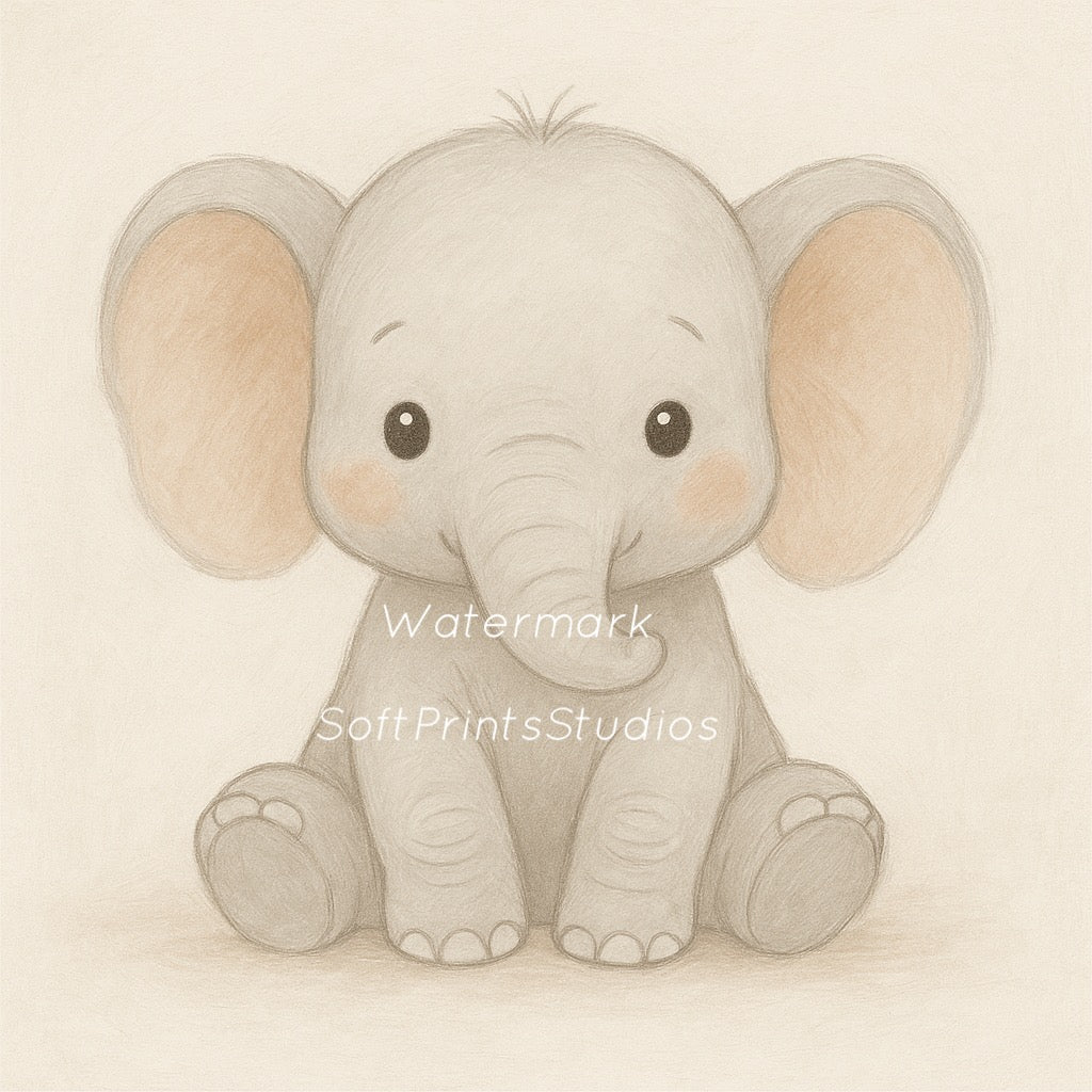 Baby elephant nursery wall art