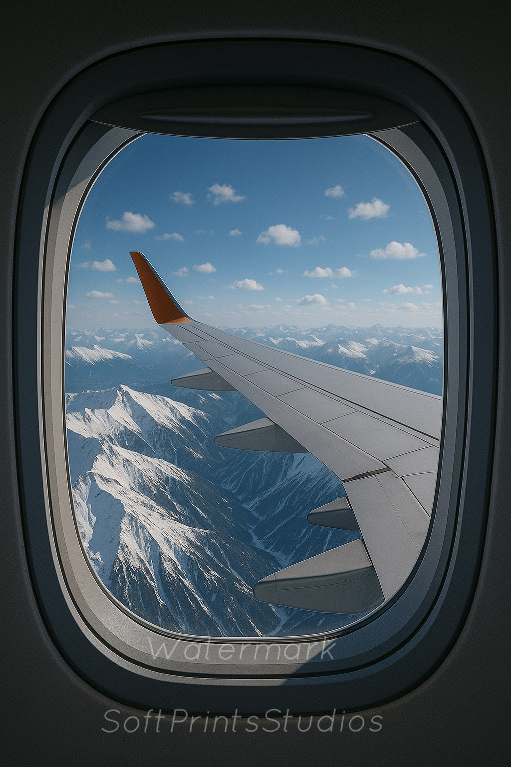 Airplane snow covered mountain view picture