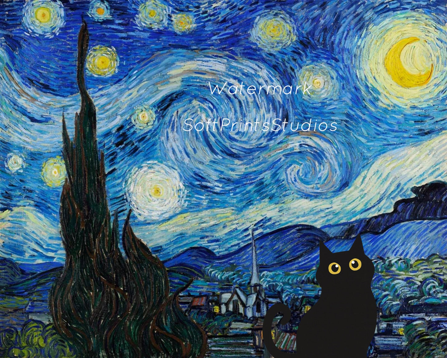 Starry night cat Wall art