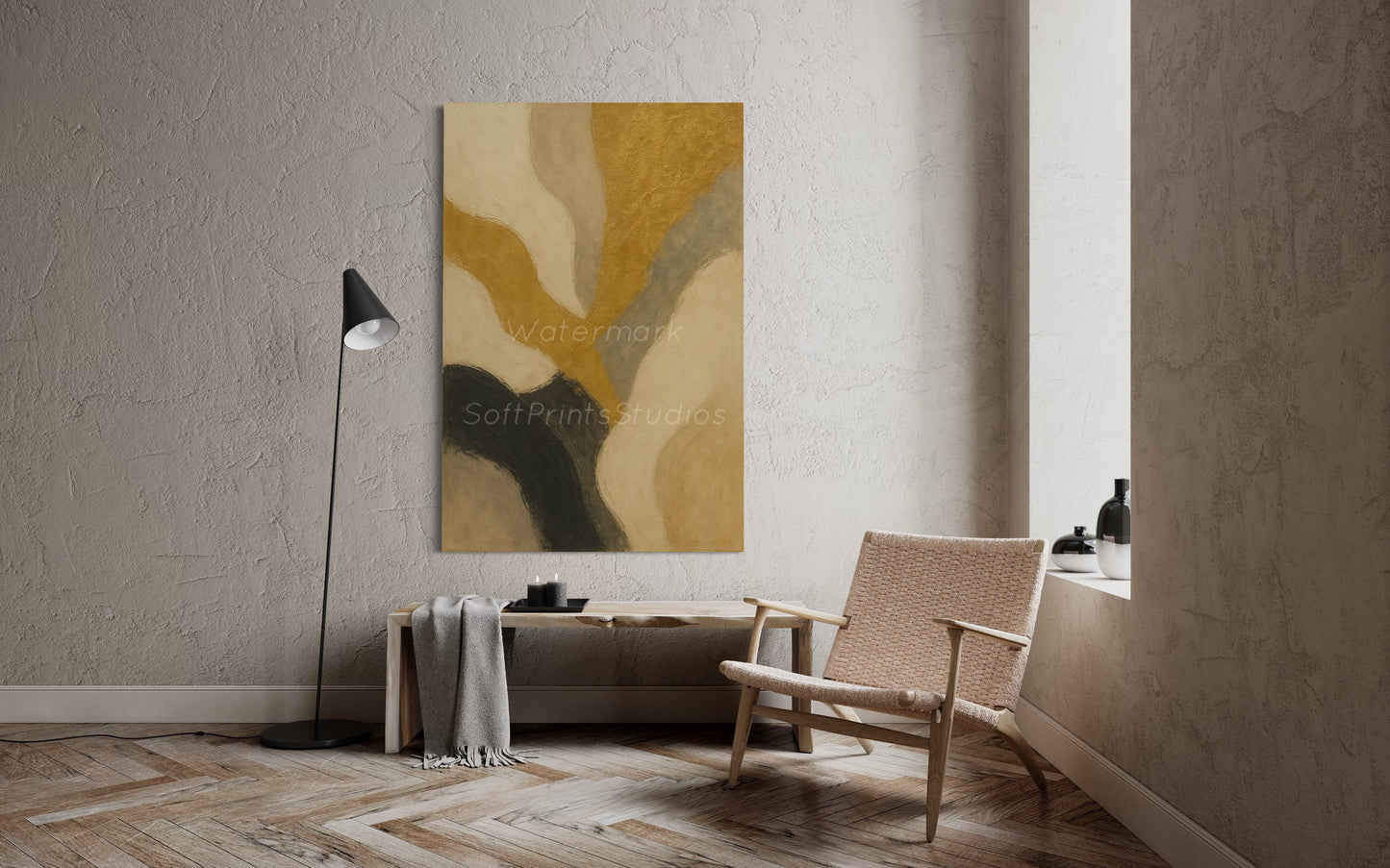 Modern Black and Gold abstract wall art