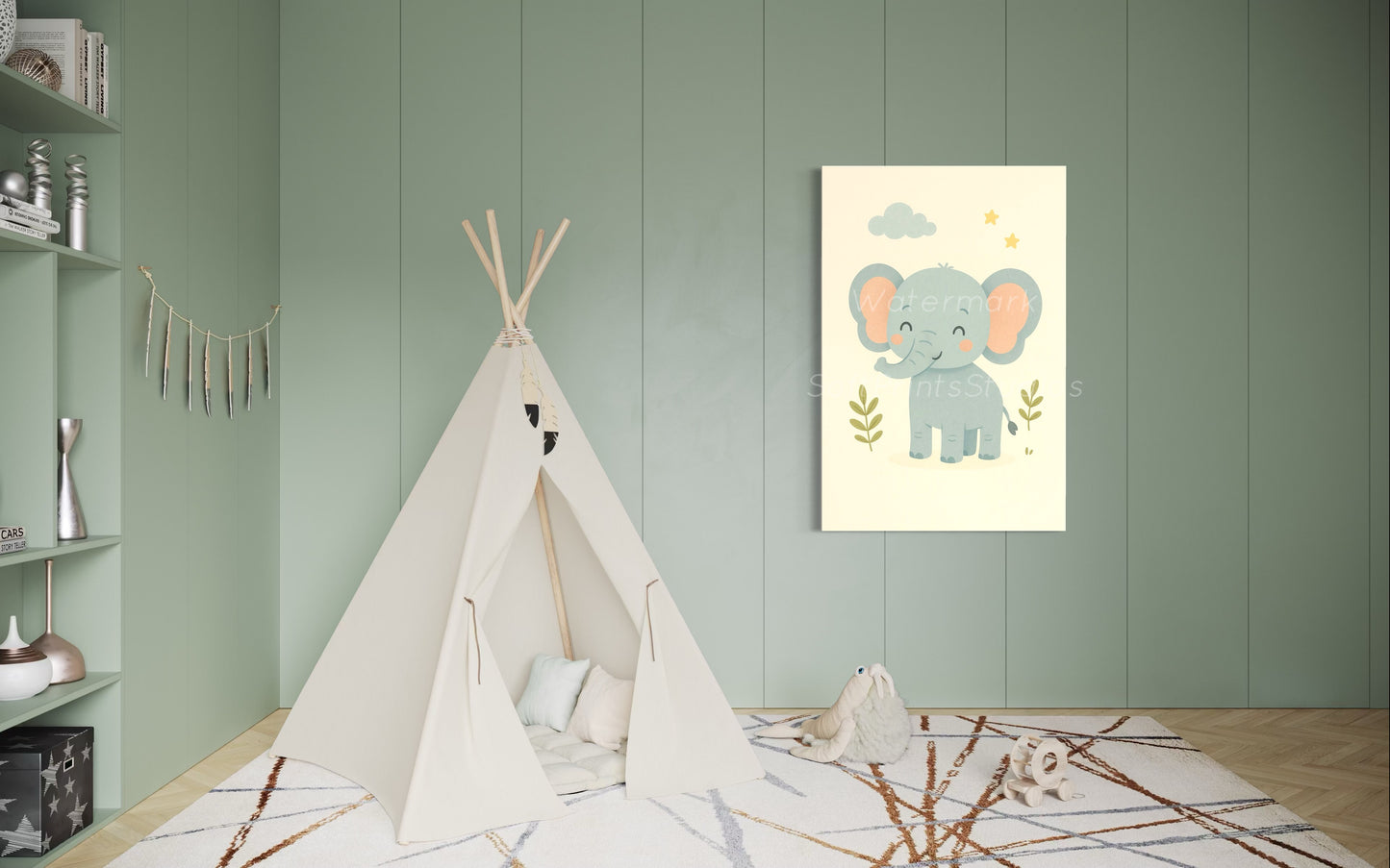 Whimsical baby Elephant illustration