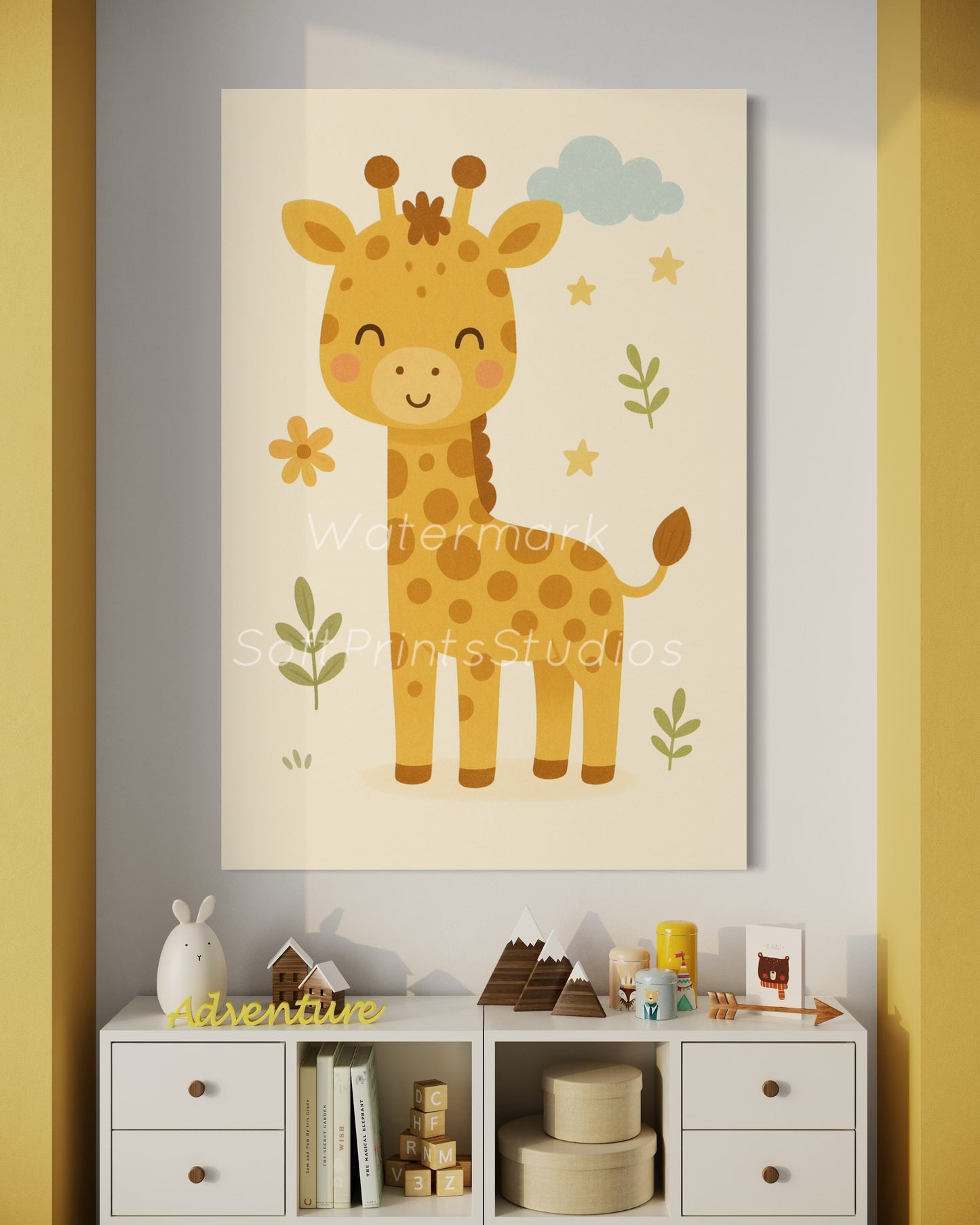 Baby giraffe nursery wall art