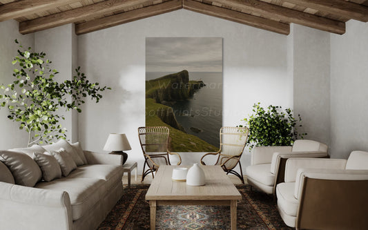Dramatic cliffside wall art print of Scotland’s rugged coast