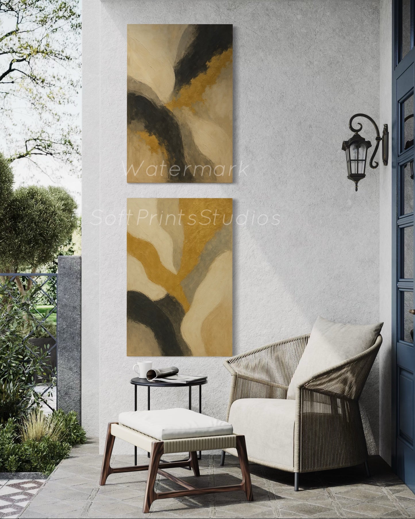 Modern Black and Gold abstract wall art