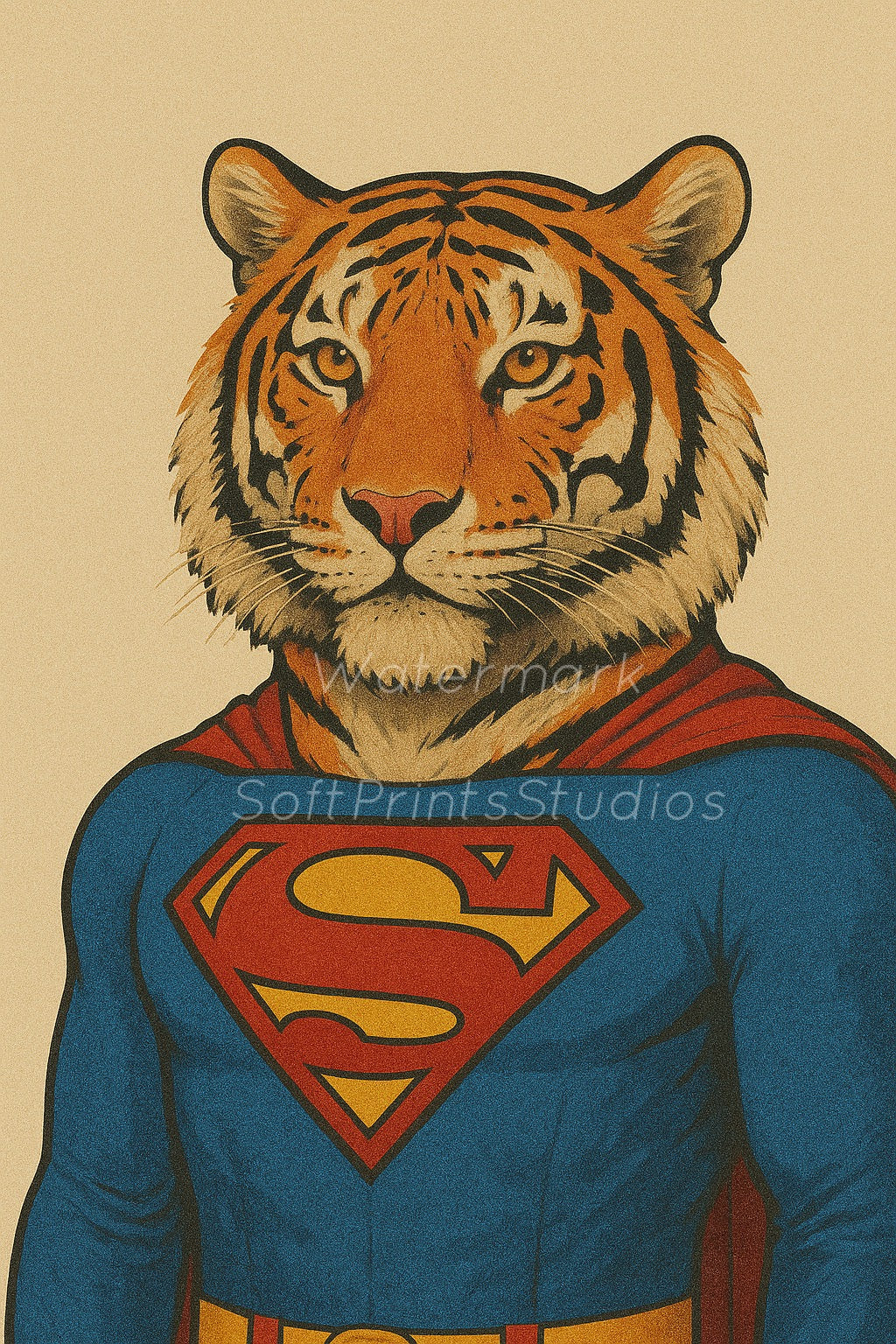Superhero Tiger comic print