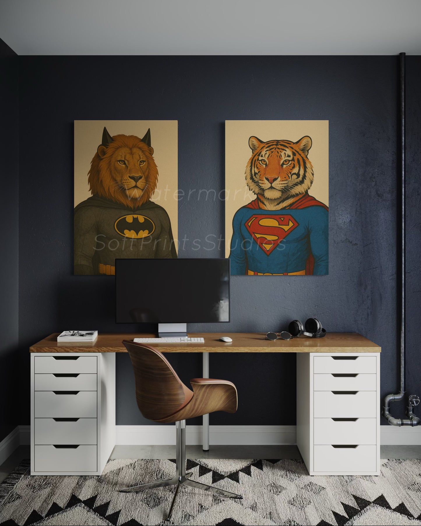 Lion superhero comic print