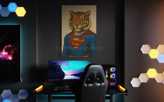 Superhero Tiger comic print