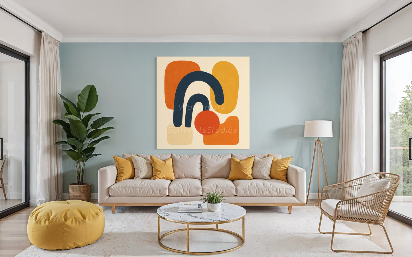 Mid-century modern abstract wall art