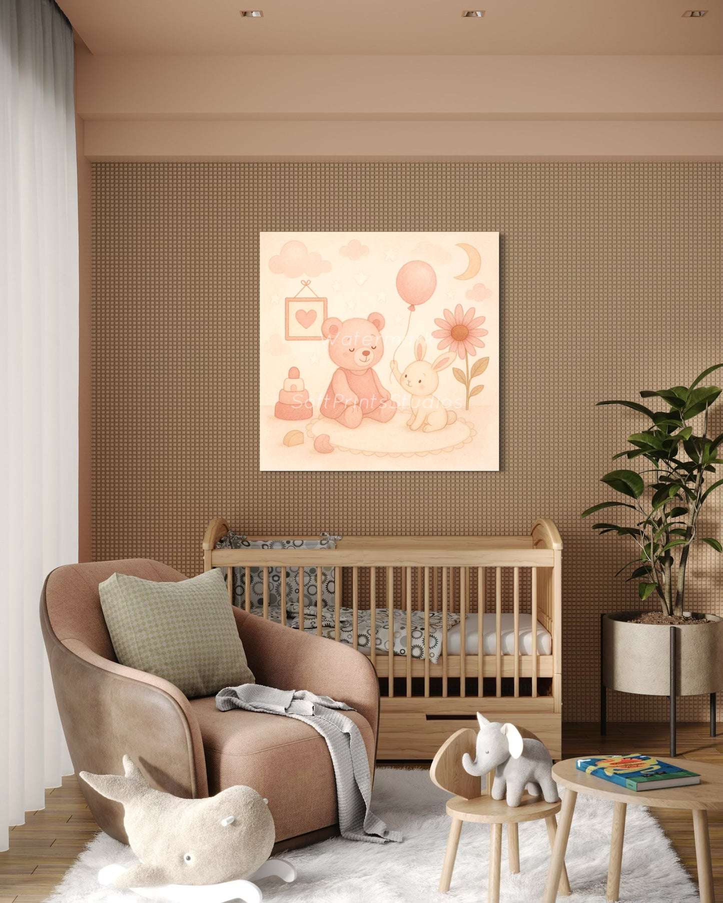Nursery teddy bear bunny Wall art