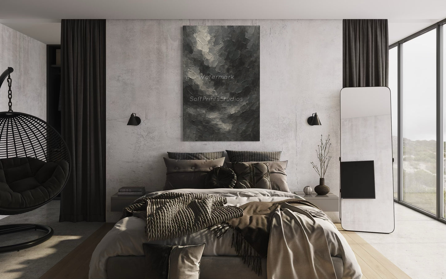 Dark Gray textured painting