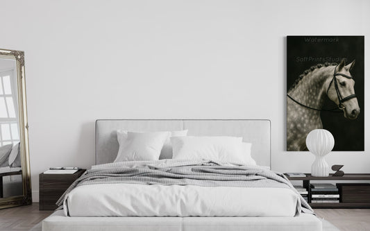 Gray English Bridle Horse Portrait