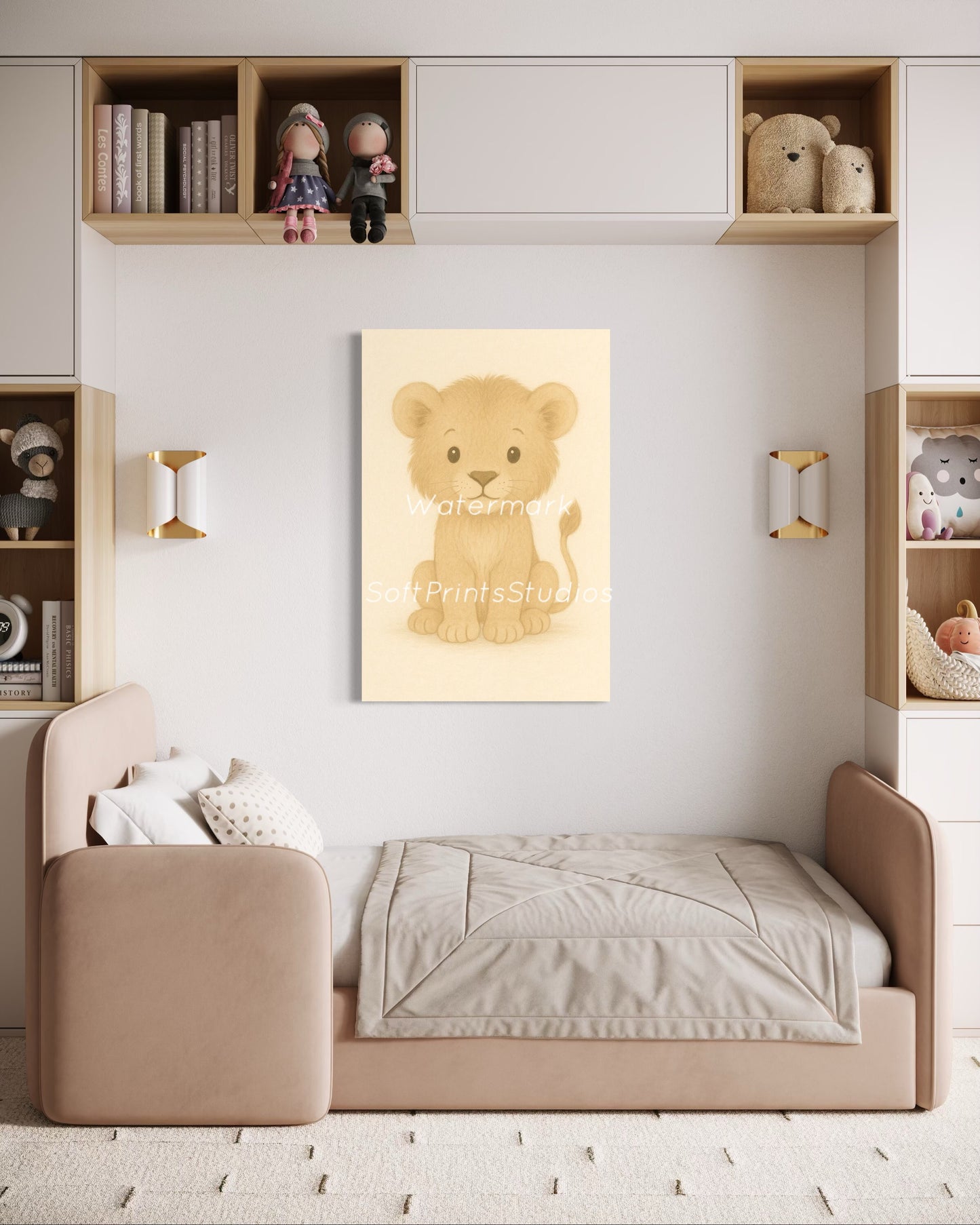 Baby lion nursery print