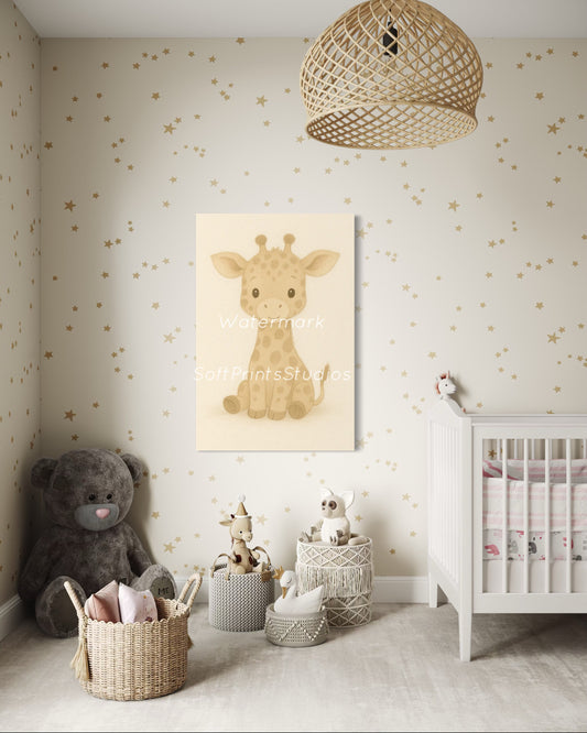 Baby giraffe nursery wall art