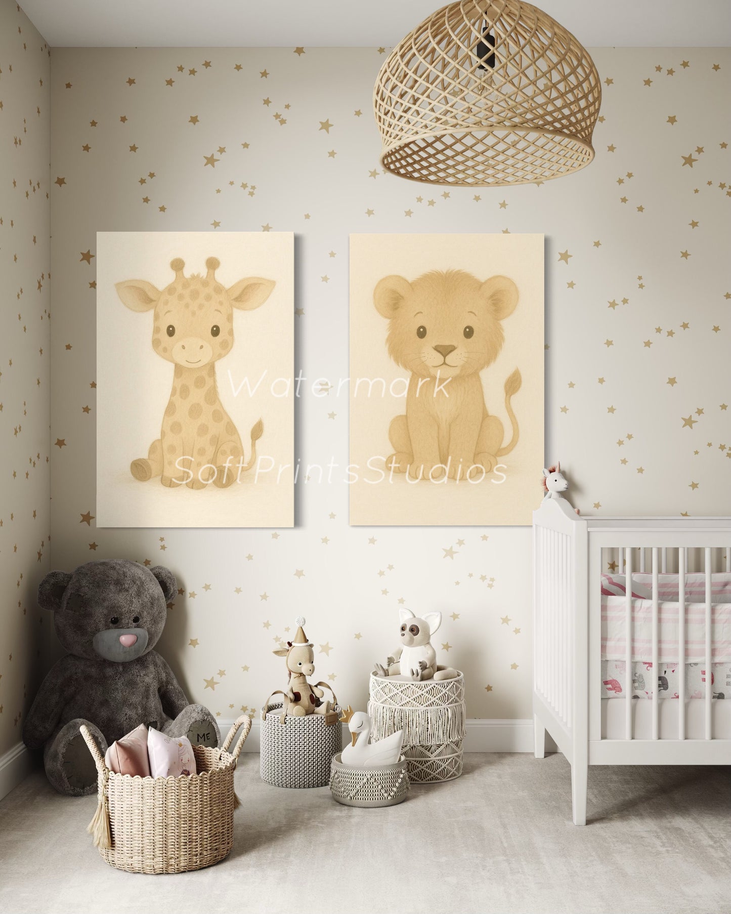 Baby giraffe nursery wall art