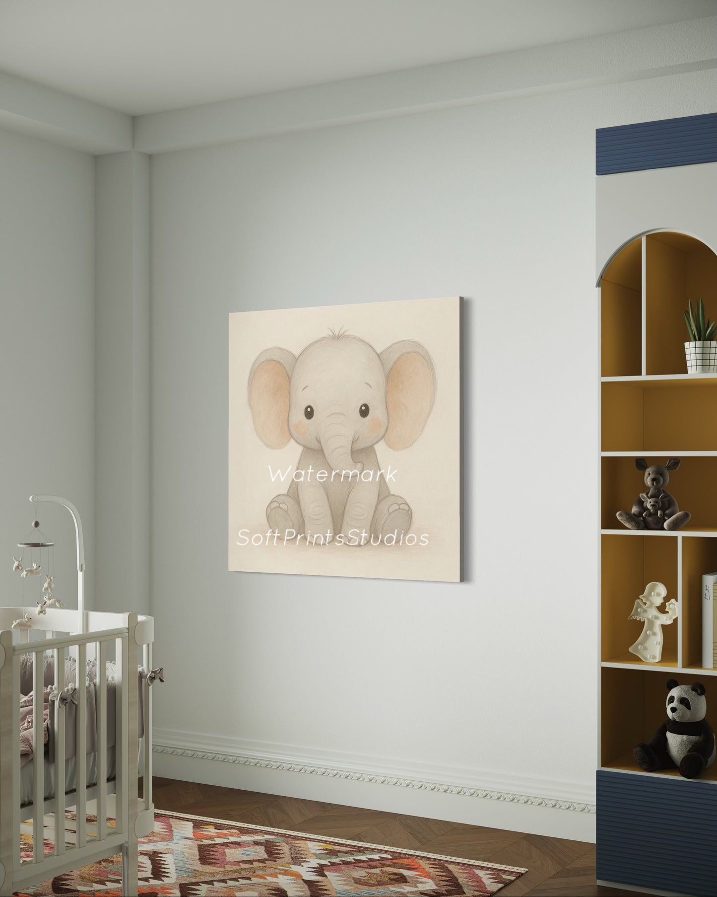Baby elephant nursery wall art