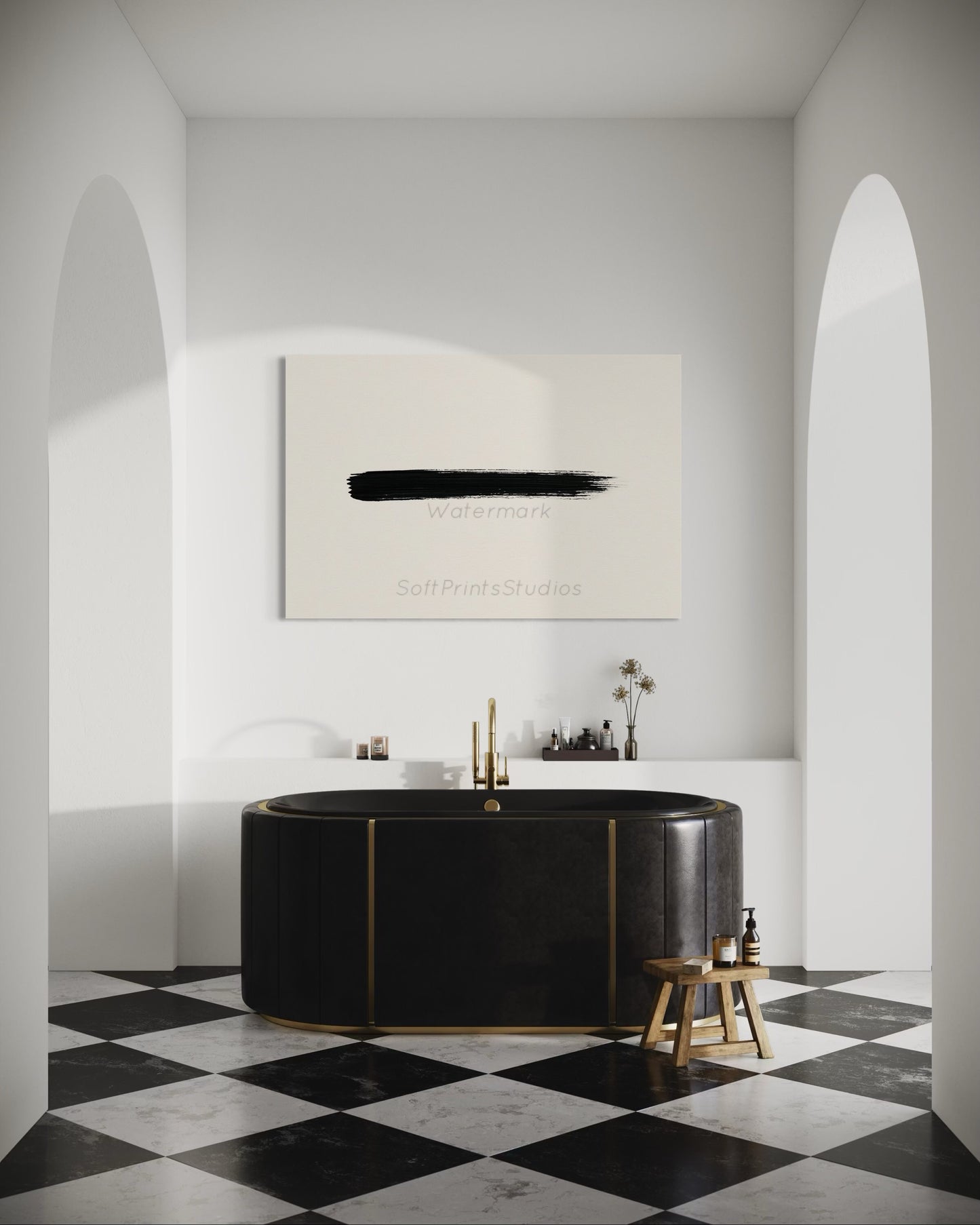 Black brushstroke contemporary wall art print