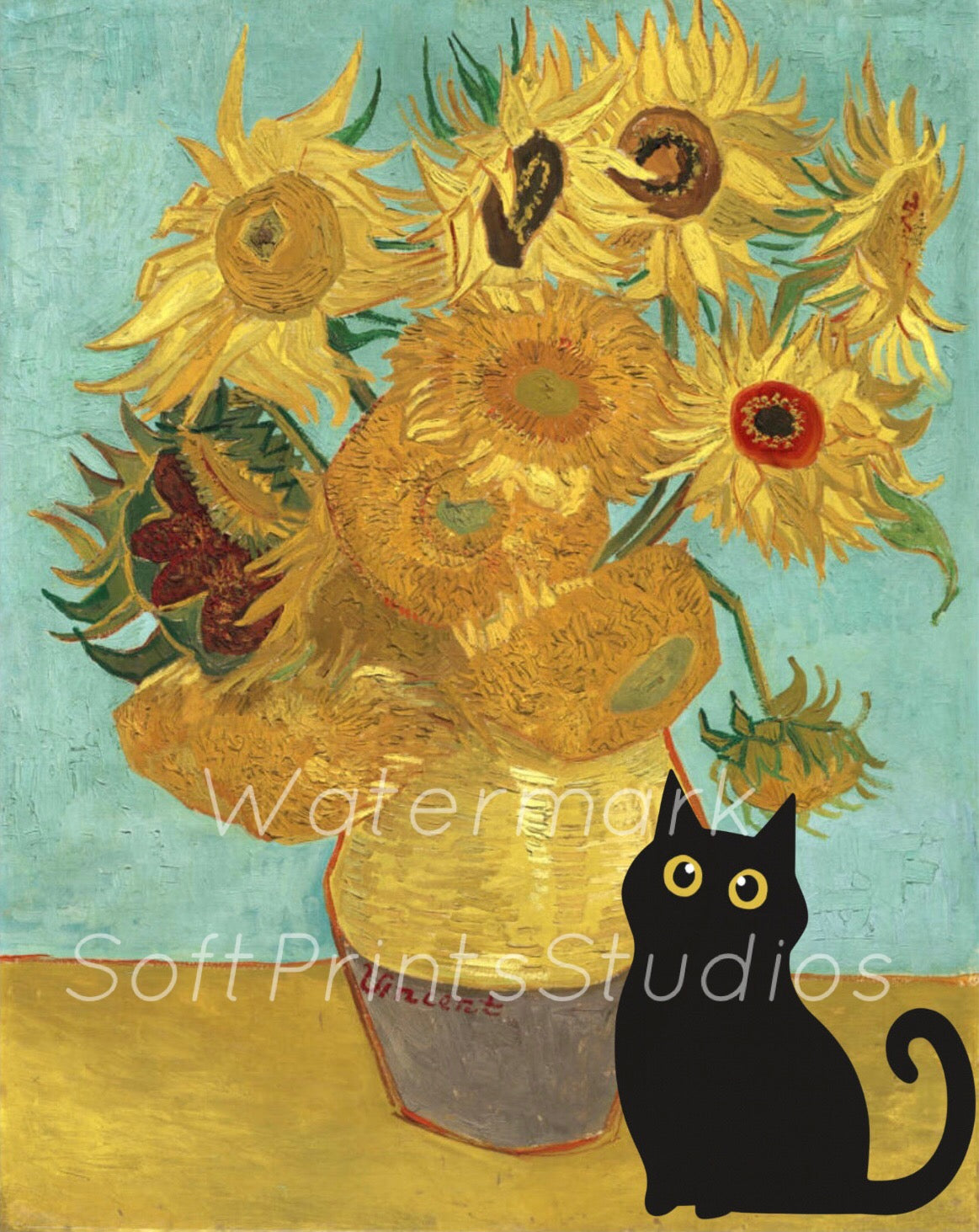 sunflower Cat print