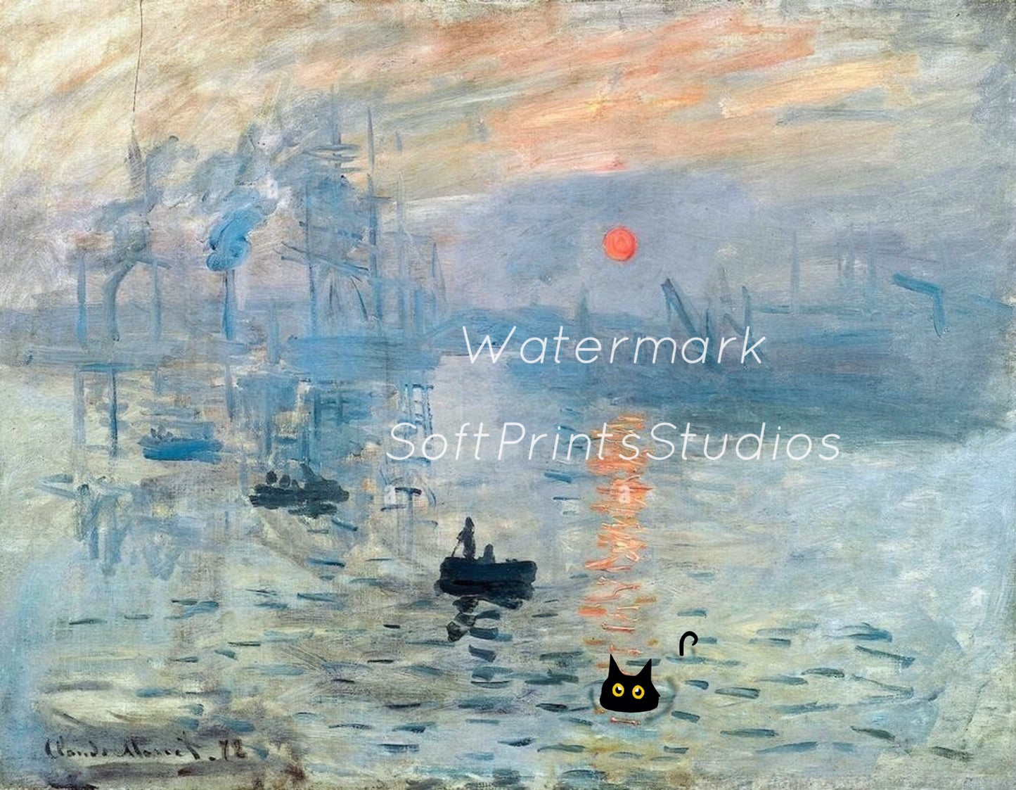 Famous black cat wall art print