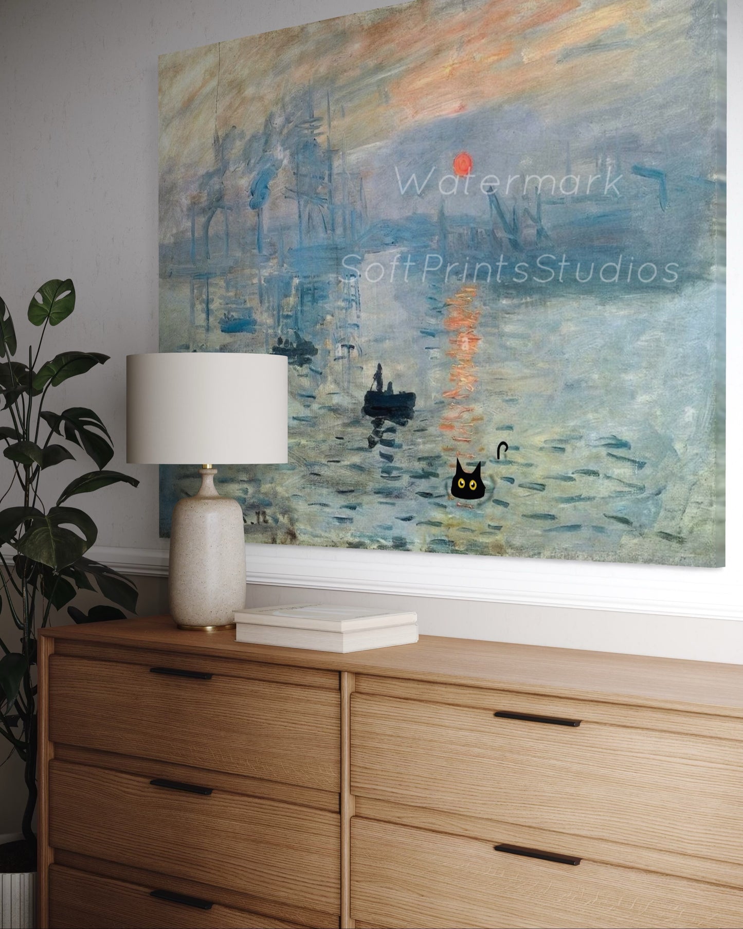 Famous black cat wall art print