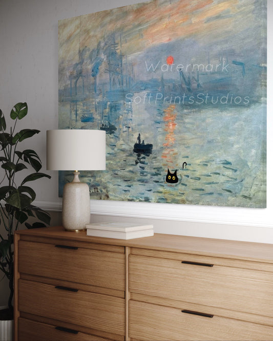 Famous black cat wall art print