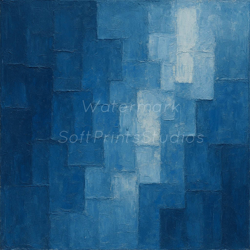Abstract blue geometric wall art