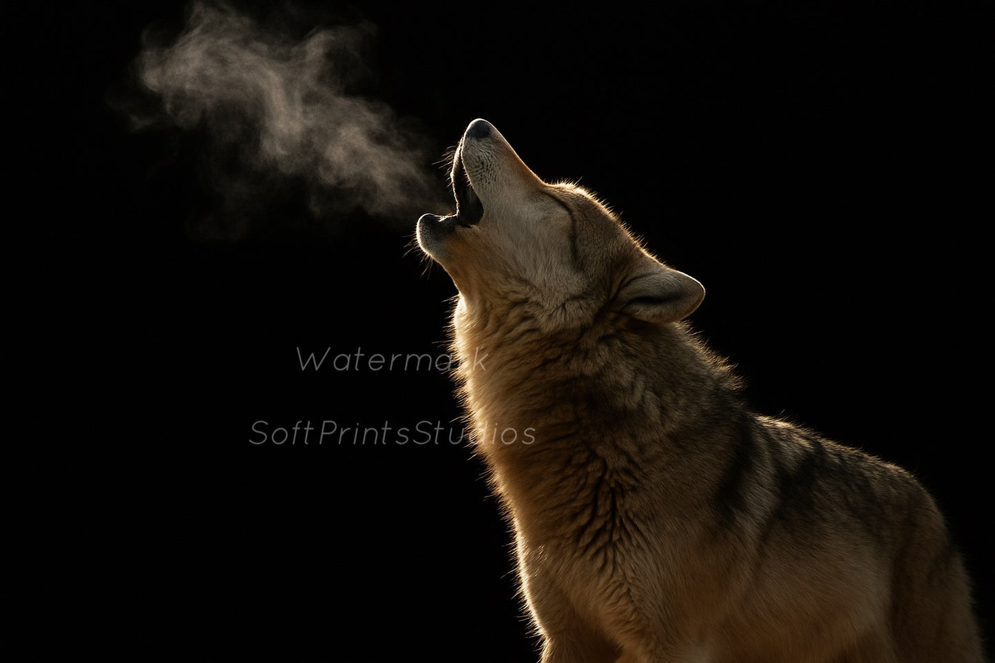 Howling wolf wall art print