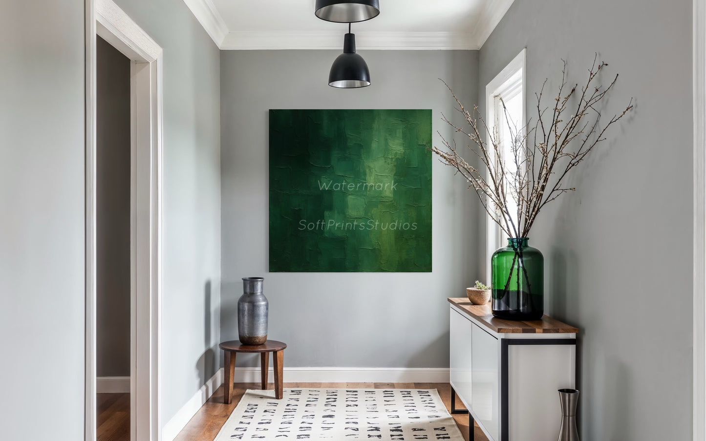 Abstract green textured wall art