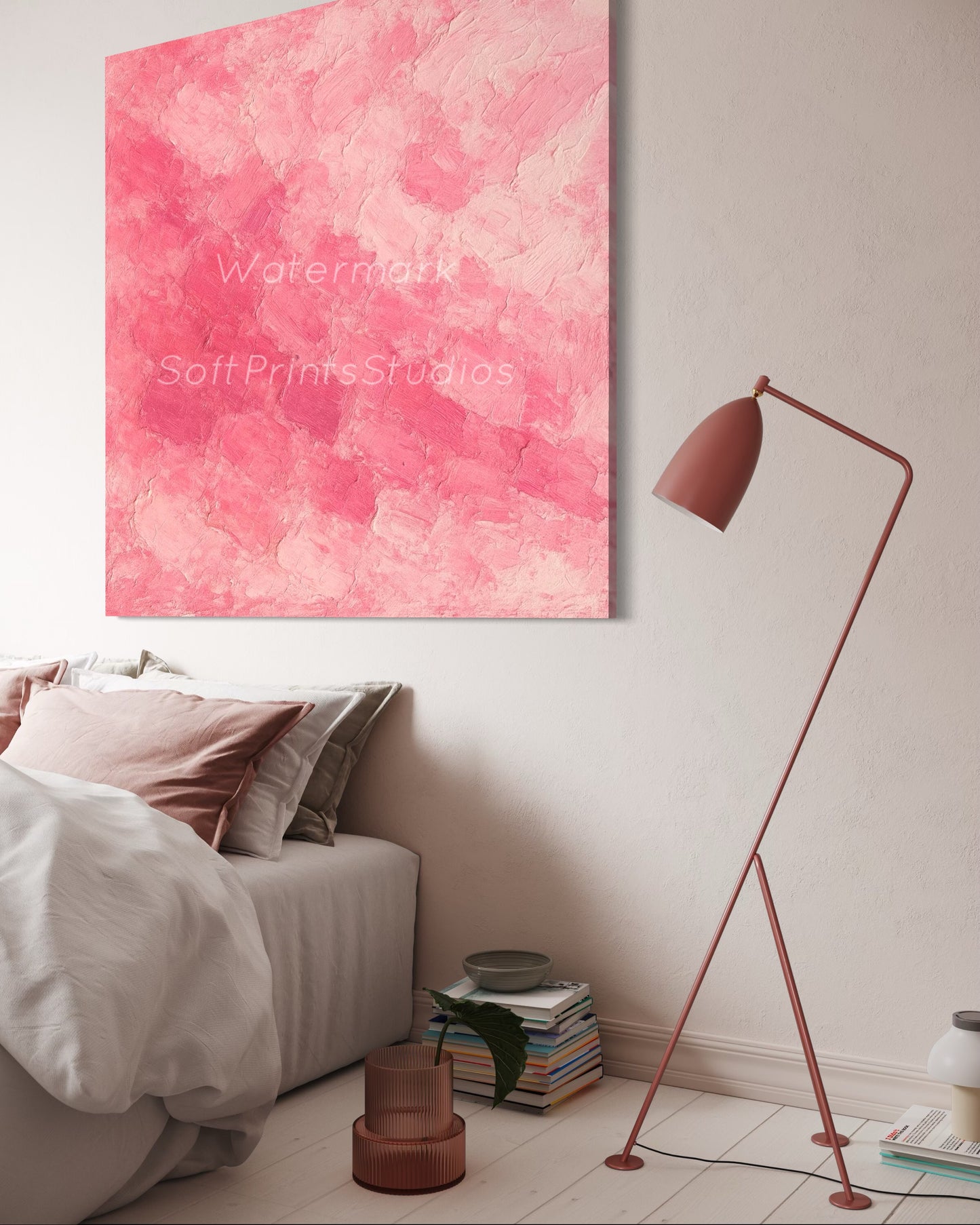 Textured pink abstract wall art