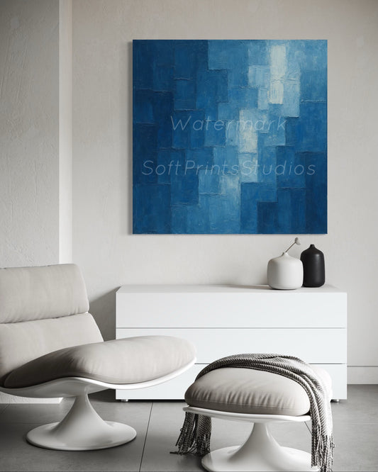 Abstract blue geometric wall art