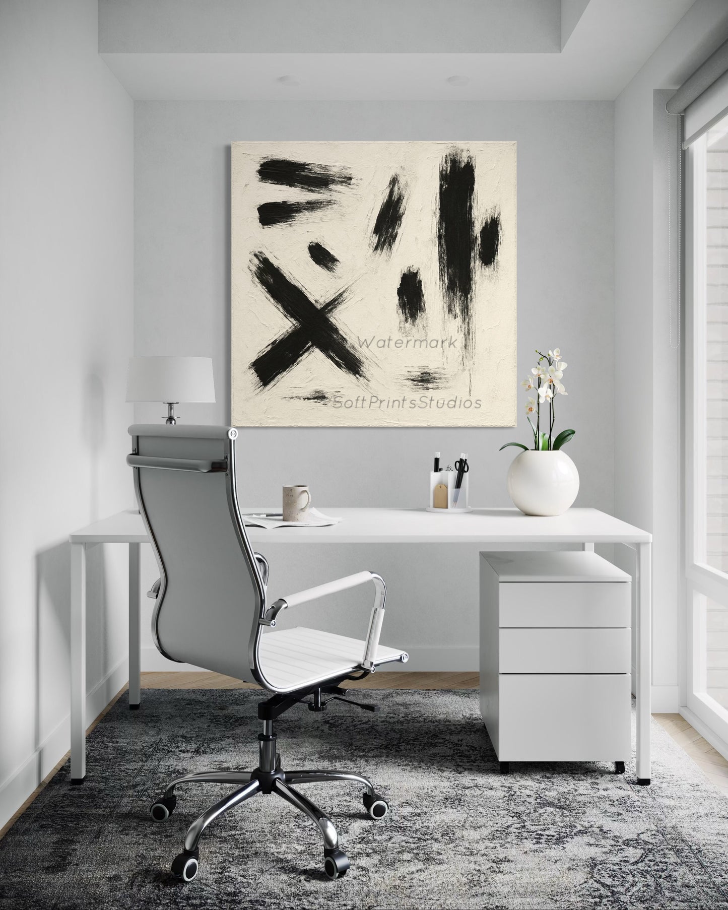 Modern abstract brushstroke wall art