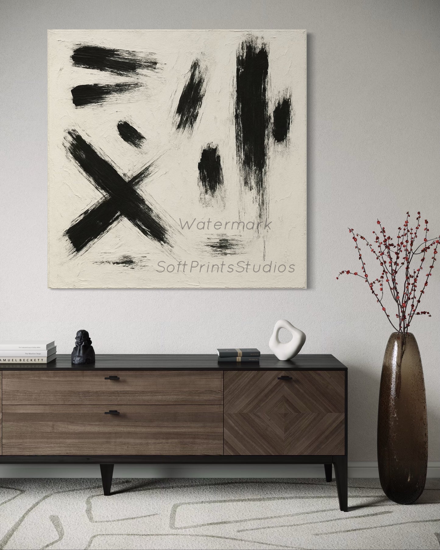 Modern abstract brushstroke wall art