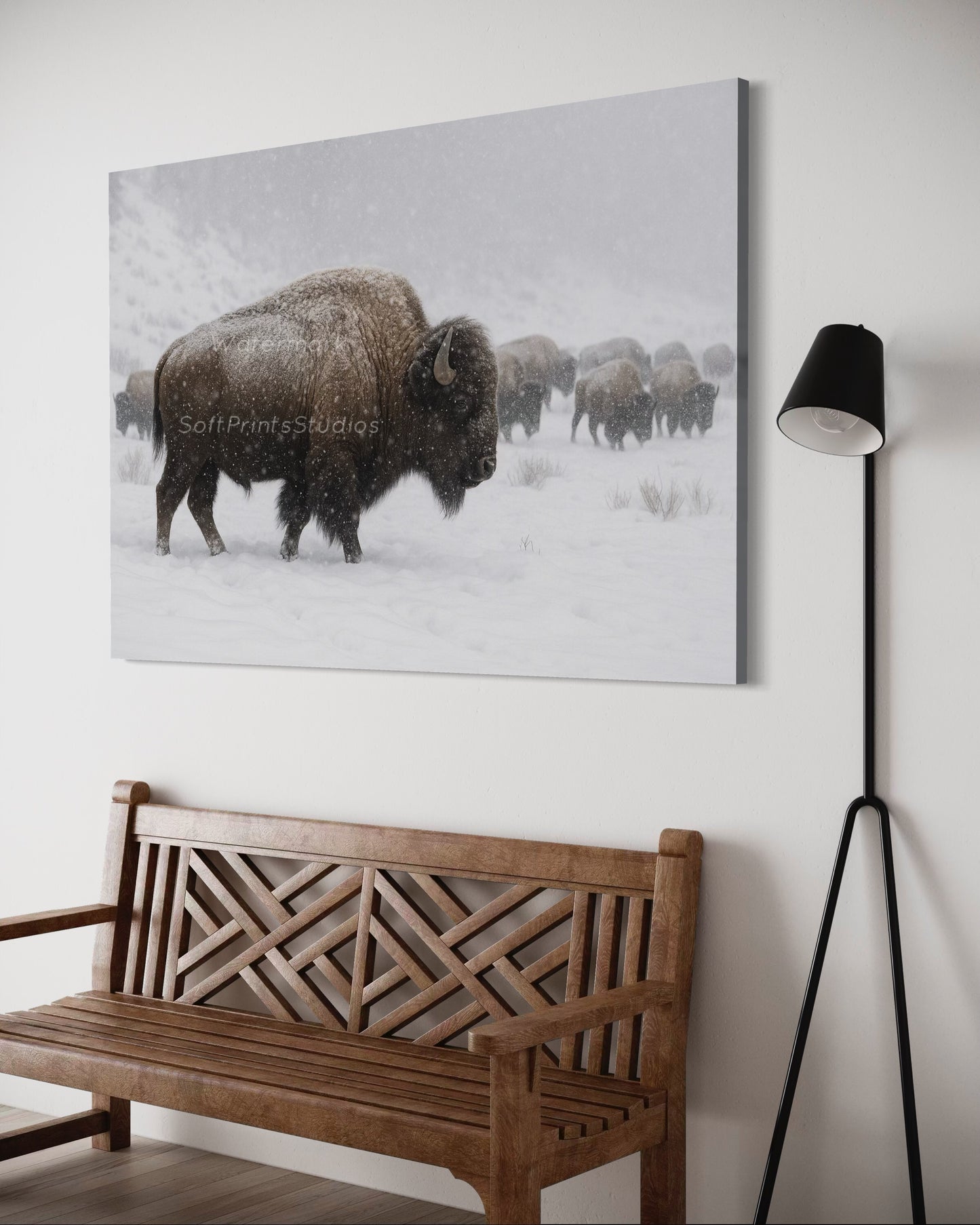 Snowy Wild West Bison wall art