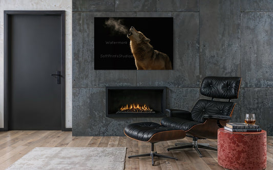 Howling wolf wall art print