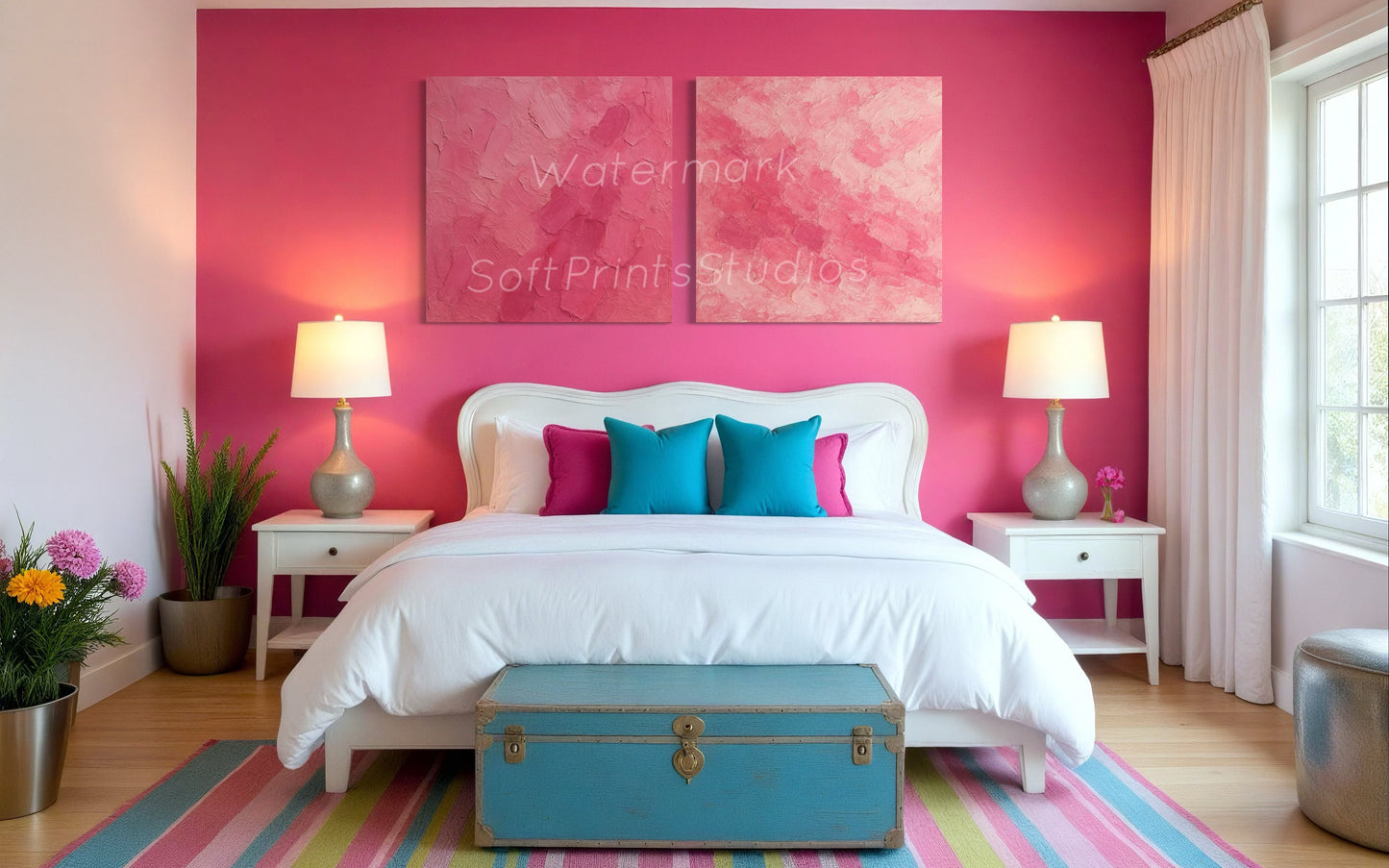 Textured pink abstract wall art