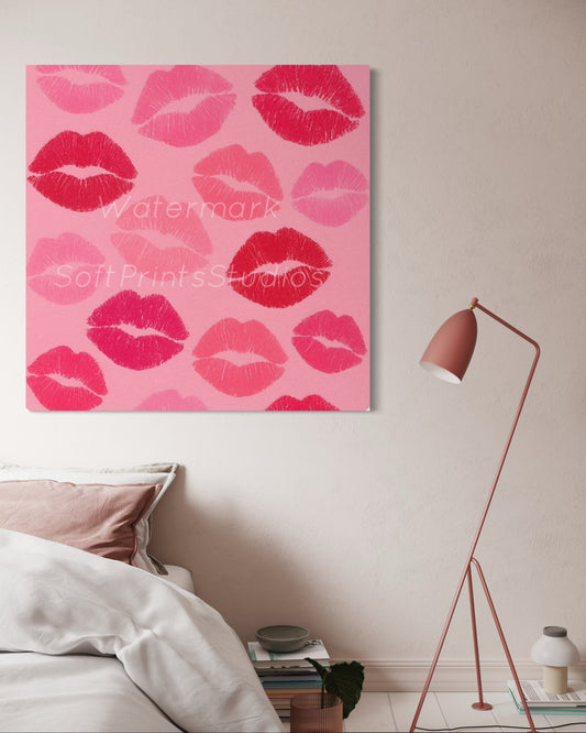 Lipstick kiss mark wall art