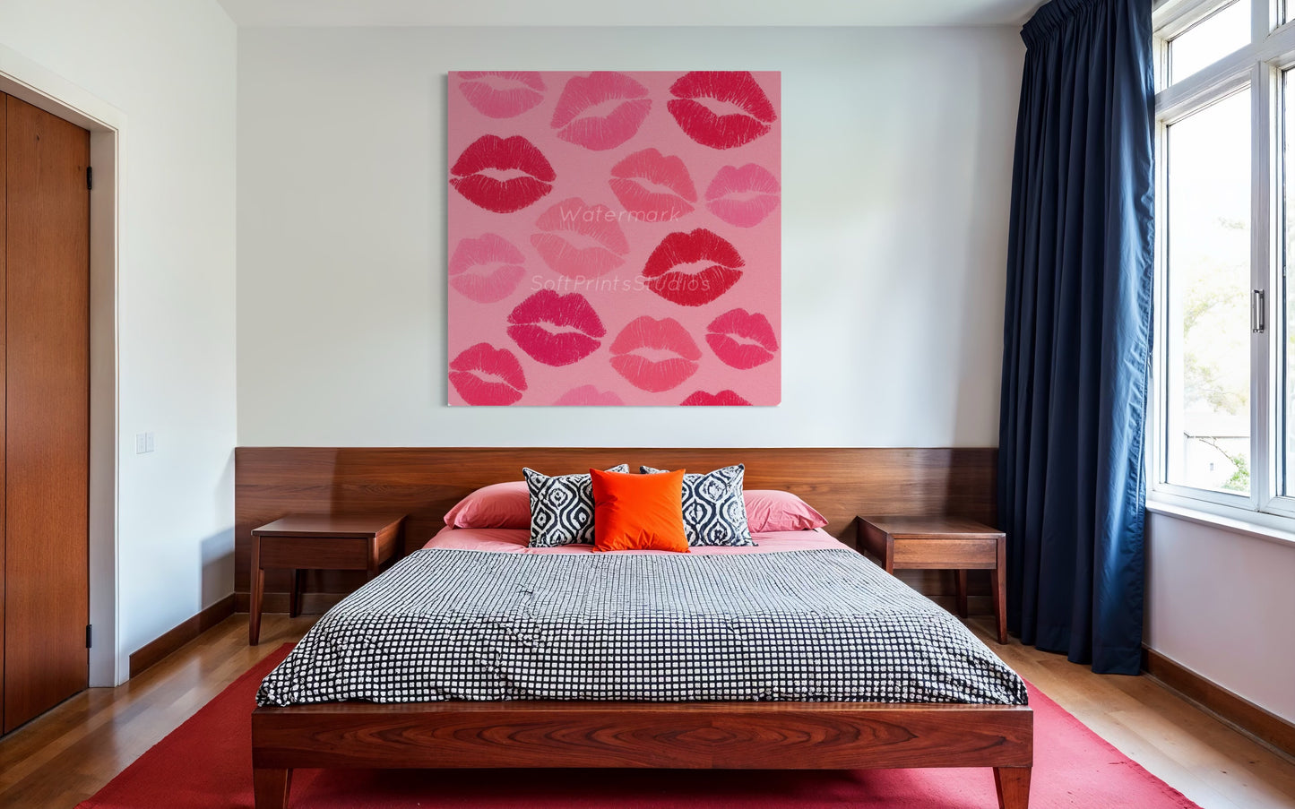 Lipstick kiss mark wall art